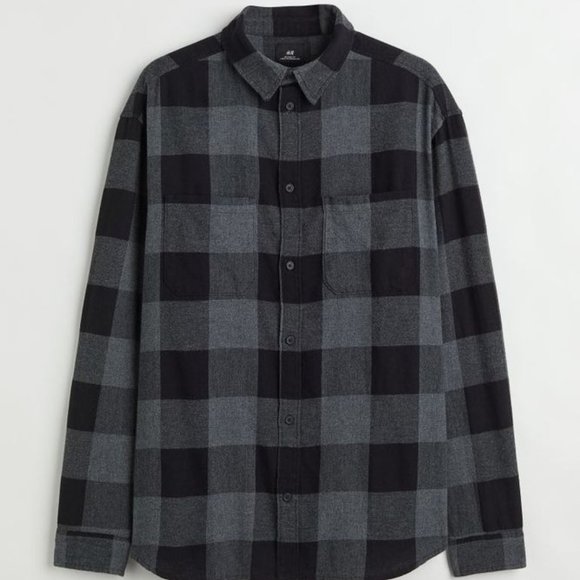 Relaxed Fit Twill Plaid Shirt - Picture 1 of 1